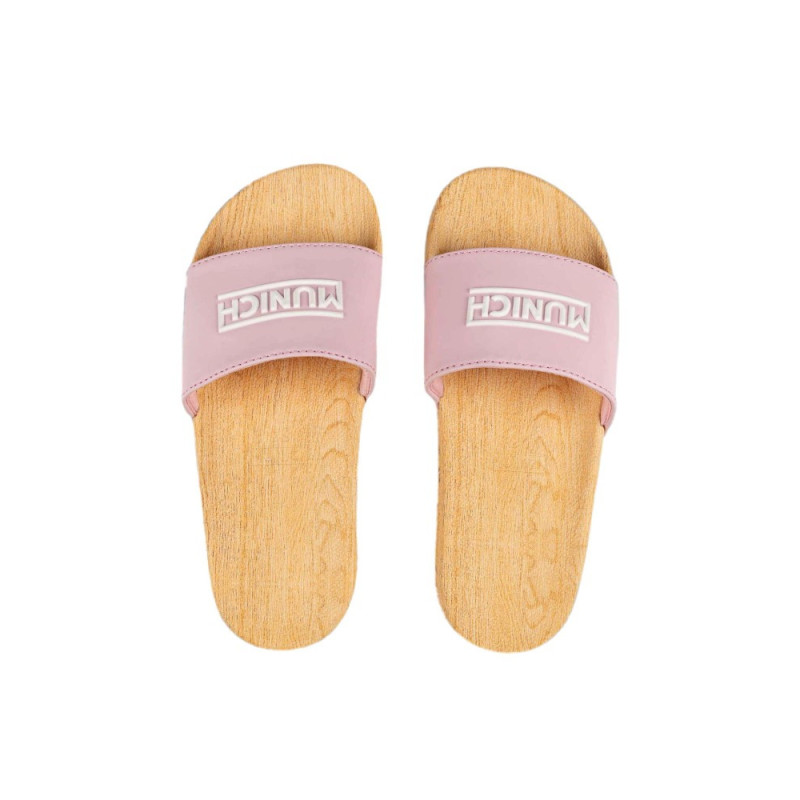 Munich flat slider w wood effect/pink c/p