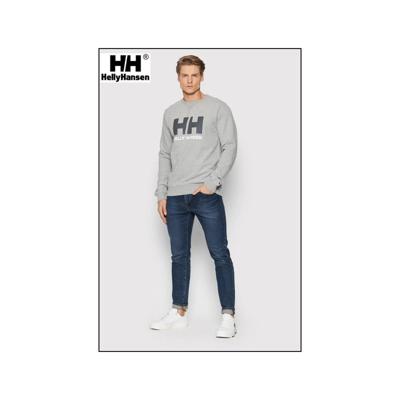 Helly hansen logo crew sweatshirt grey/black-white
