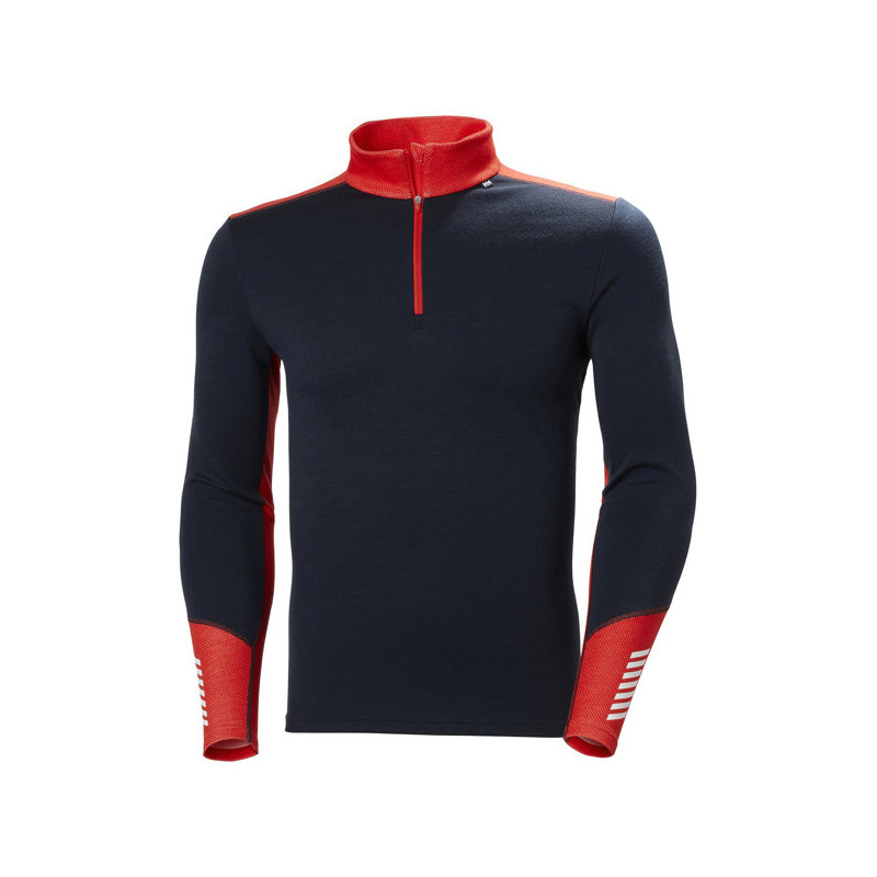 Helly hansen lifa merino midweight 1/2 zip navy/red