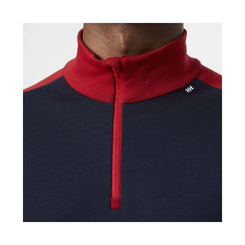 Helly hansen lifa merino midweight 1/2 zip navy/red