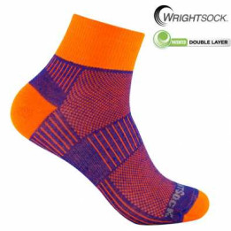Wrightsock calcetin quarter Royal Blue/Orange
