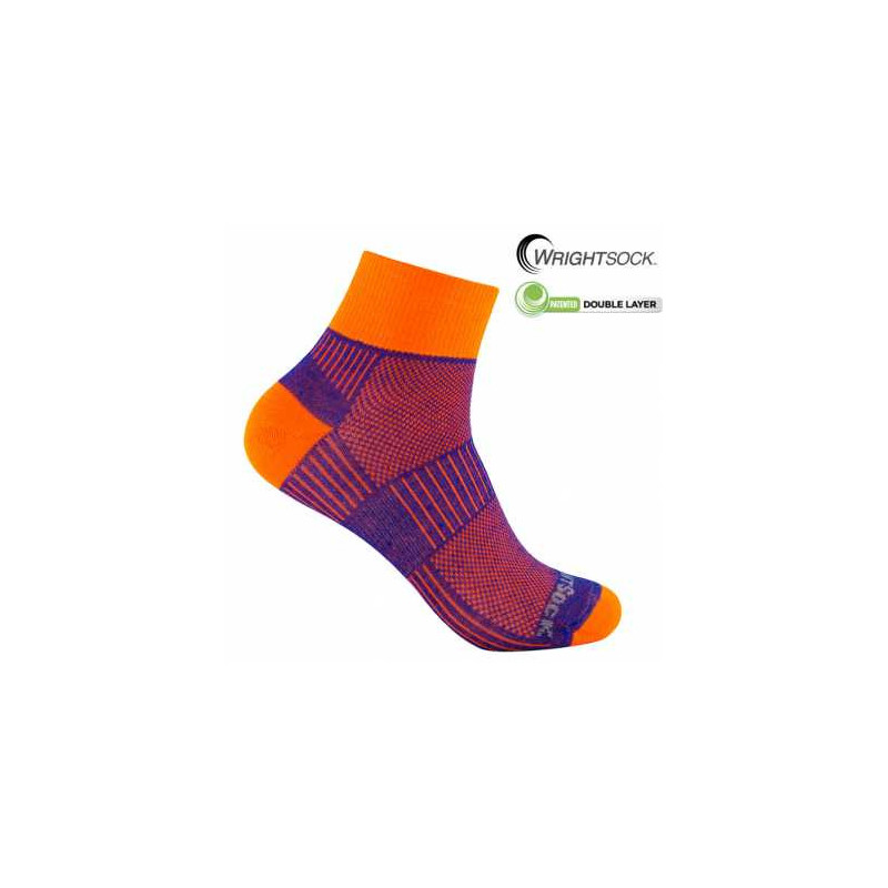 Wrightsock calcetin quarter Royal Blue/Orange