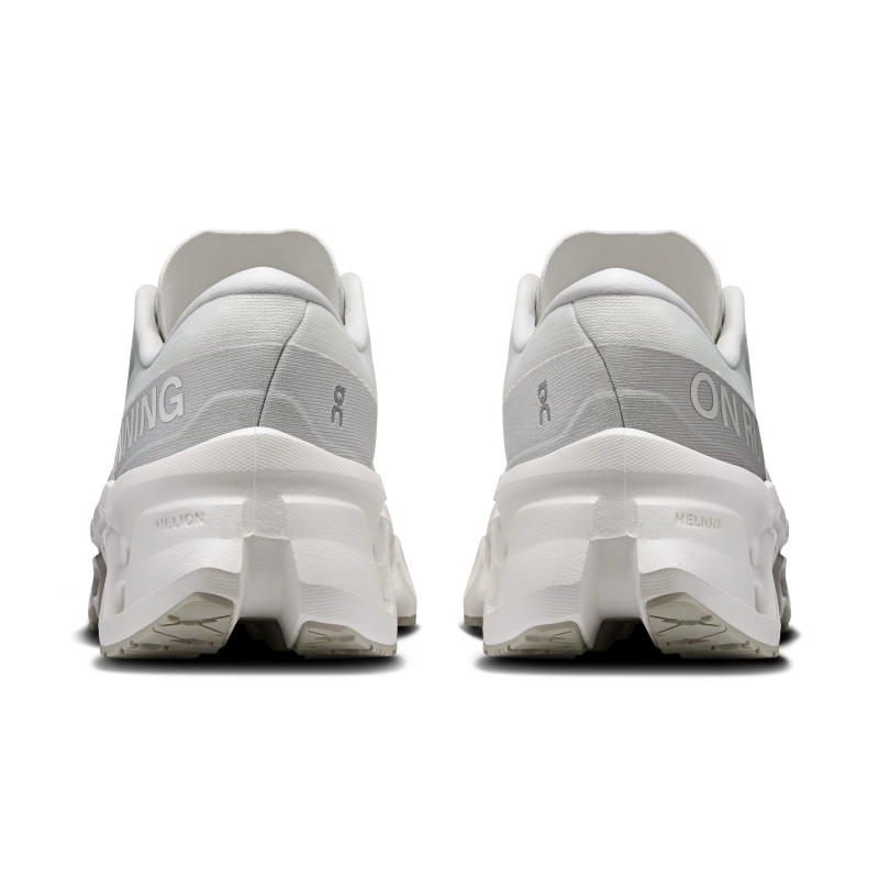 On cloudmonster 3 White/wolf