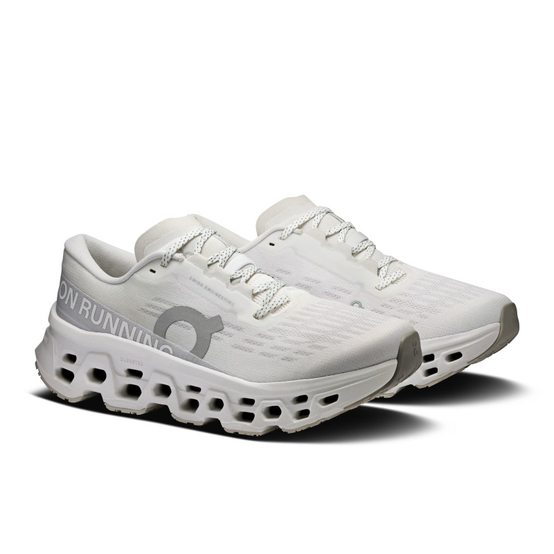 On cloudmonster 3 White/wolf